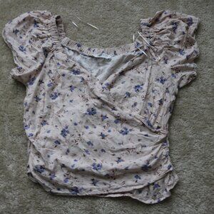 Astr Floral Blouse in Cream and Purple